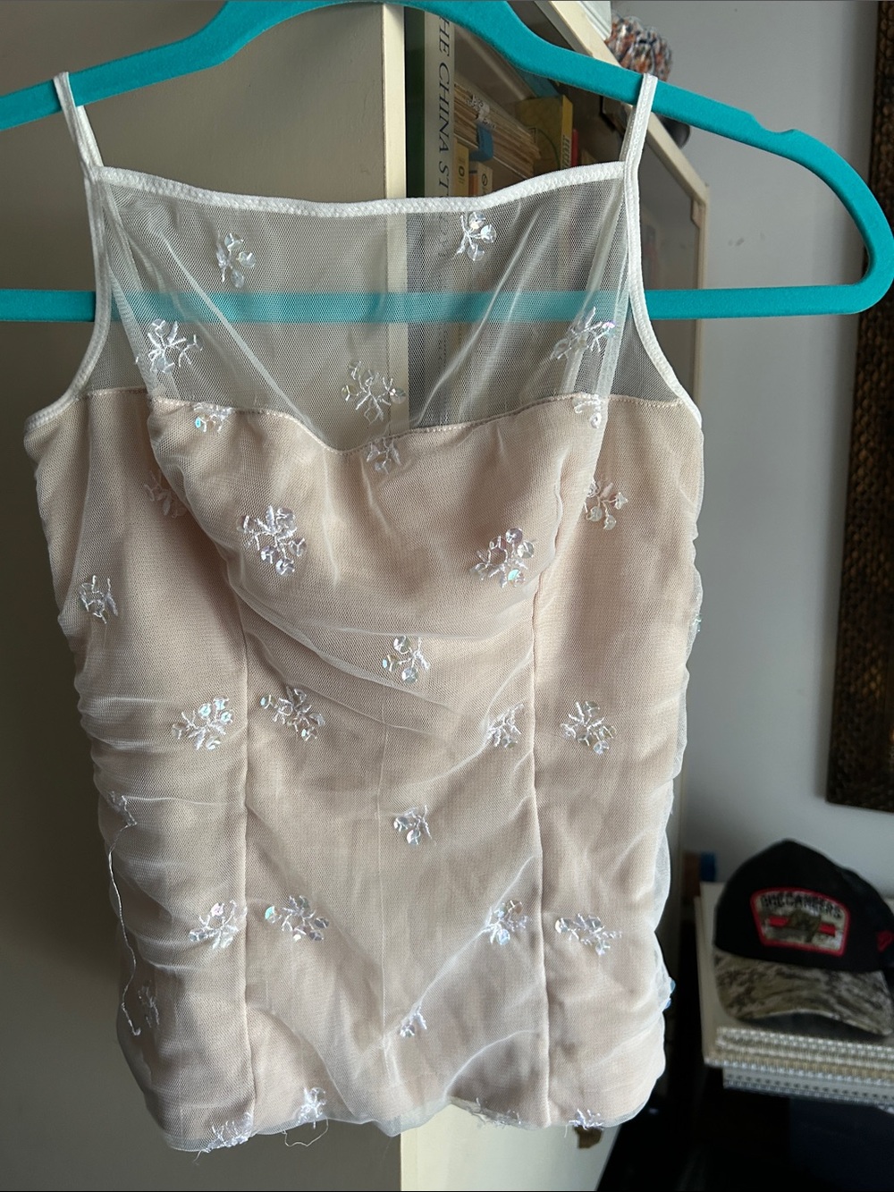 On Gossamer Sheer Beige Embroidered Camisole